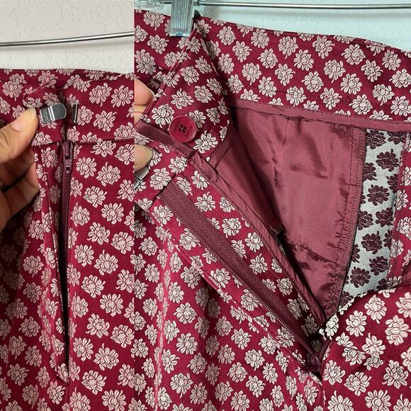 Etro trousers Micro Jacquard Motif flowers all over Burgundy size IT 46/US 10-L - Picture 3 of 11